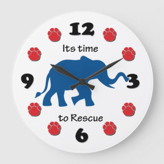 Its Time to Rescue Elephants Große Wanduhr