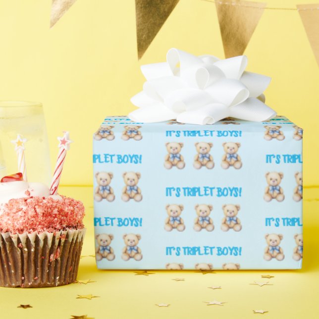 It's Triplet Boys!, Baby Triplets Gift Wrap, Blue  Geschenkpapier (Geburtstagsparty)