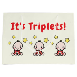 It's Triplets!, Triplet Babies Gift Wrap, Neutral Große Geschenktüte