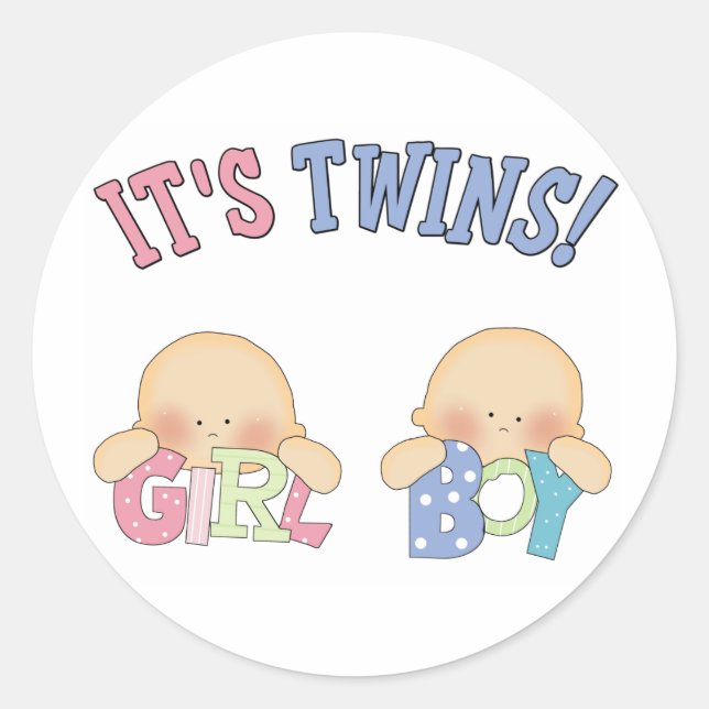 ITS TWINS (Boy Girl) Runder Aufkleber (Vorderseite)