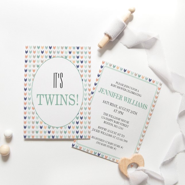 It's Twins Modern Geometric Twins Baby Shower  Einladung (Von Creator hochgeladen)