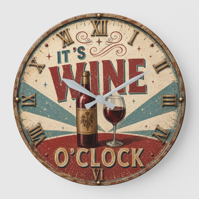 It's Wine O'Clock  Große Wanduhr (Vorderseite)