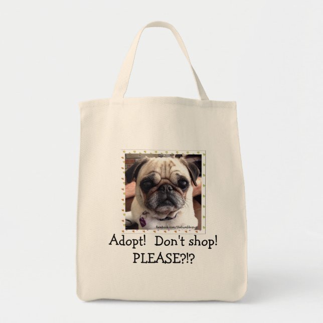 Itsy Mops-Taschen-Tasche: Adoptieren Sie! Kaufen Tragetasche (Vorne)