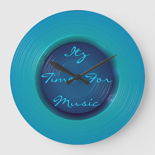 "Itz Time For Music" Text>Music Wall Clocks Große Wanduhr (Vorderseite)