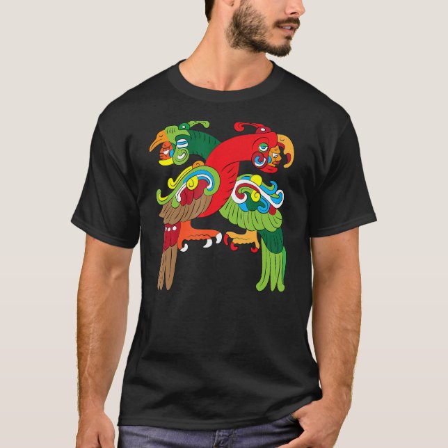 Itzamnaaj verschmolzen mit Bird Deity Mayan Aztec T-Shirt (Vorderseite)