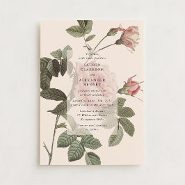 IV intage rose botanique invitation mariage floral