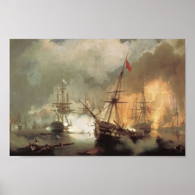Ivan Aivazovsky - Die Schlacht von Navarino Poster (Vorne)