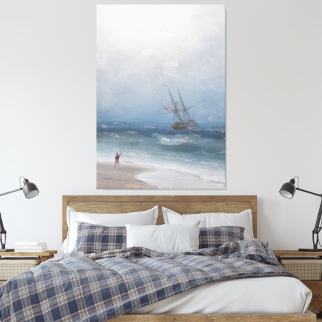 Ivan Konstantinovich Aivazovsky - Stürmische Küste Leinwanddruck (Insitu (Schlafzimmer))