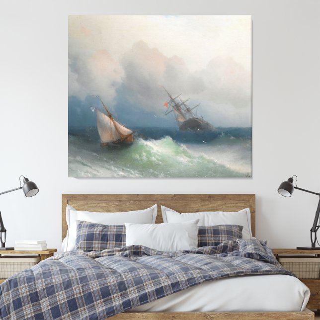 Ivan Konstantinovich Aivazovsky - Two Ships At Sea Leinwanddruck (Insitu (Schlafzimmer))
