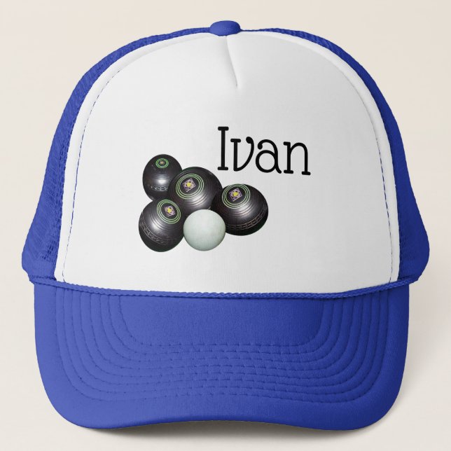 Ivan Name with Lawn Bowls Design, Truckers Hat Truckerkappe (Vorderseite)