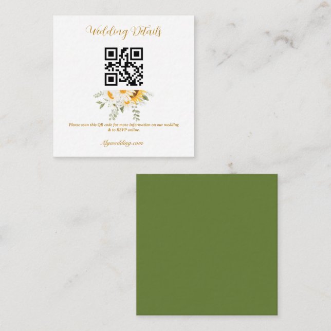 IVANA Elegante Blume Hochzeit Gelb und Weiß Begleitkarte (Vorne/Hinten)