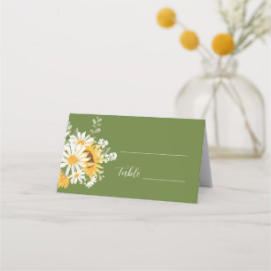 IVANA Elegante Blume Hochzeit Gelb und Weiß Platzkarte