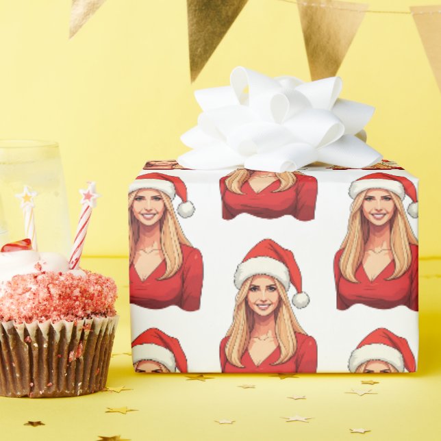 Ivanka Trump mit dem Weihnachtsmann hat frohe Weih Geschenkpapier (Geburtstagsparty)