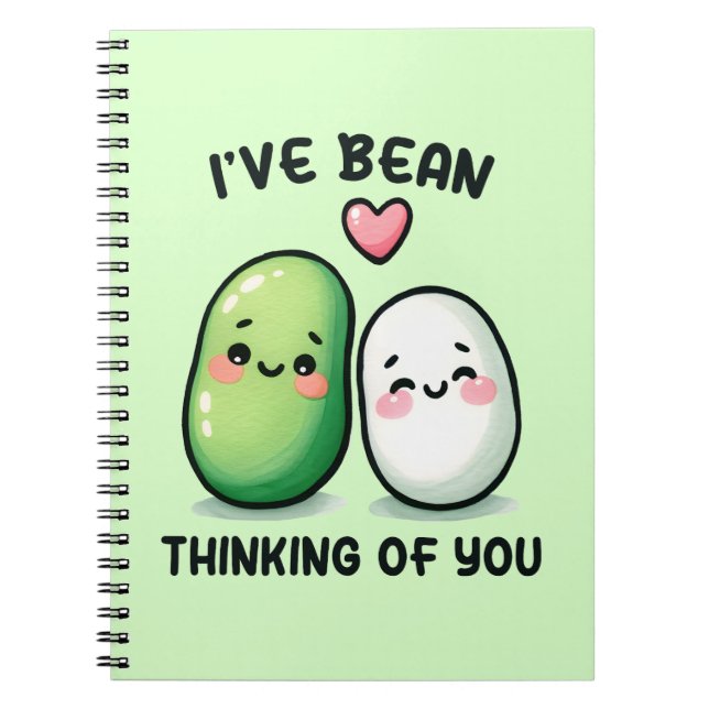 I've Bean Thinking of You Cute Kawaii Notizblock (Vorderseite)