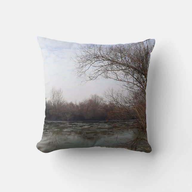 Ive Flussseite im Winter Kissen (Vorderseite)