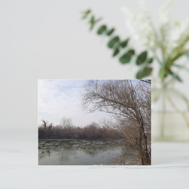 Ive Flussseite im Winter Postkarte (Stehend Vorderseite)