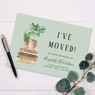 I've Moved Boho Plants Sage Green Moving Ankündigungspostkarte