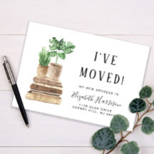 I've Moved Boho Plants Watercolor Moving