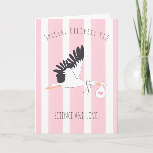 IVF Baby Stork Special Delivery Grußkarte Dankeskarte (Vorderseite)