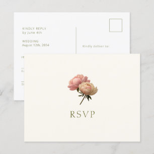 Ivoire et blanc Carte postale RSVP de mariage ro