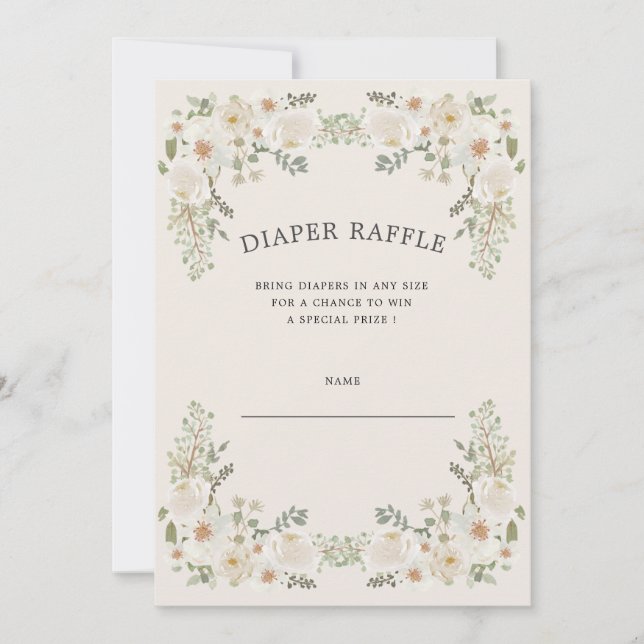 Ivoires floral diaper tombole billet invitation (Devant)