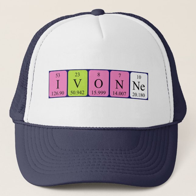 Ivonne periodische Tabellenname Truckerkappe (Vorderseite)