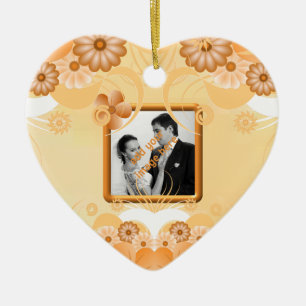 Ivoor Floral Mariage Heart Keepsaké Ornements