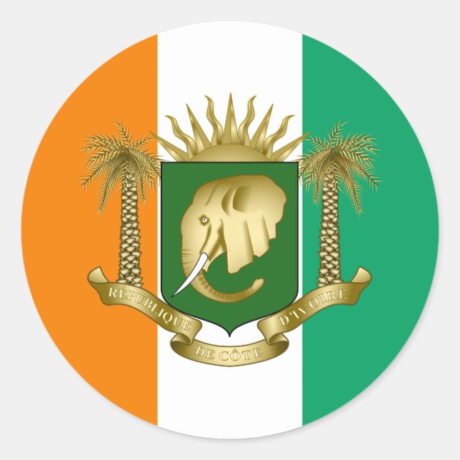 ivorische Flagge und Rüstungsküste, Flagge Côte d' Runder Aufkleber (Vorderseite)
