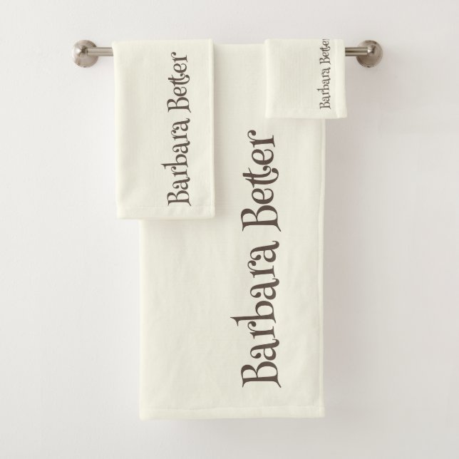 Ivorische Minimalistische Funny Monogram Signature Badhandtuch Set (Insitu)