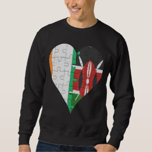 Ivorisches kenianisches Flaggenherz Sweatshirt