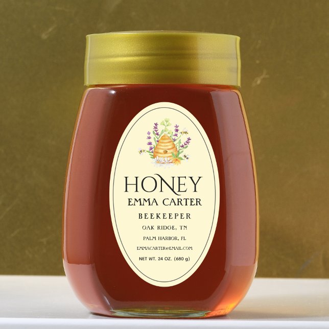 Ivory 24 oz Étiquette de miel Queen-line (Honey jar Sticker)