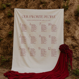 Ivory and Burgundy Wedding Seating Chart Fabric  Wandteppich
