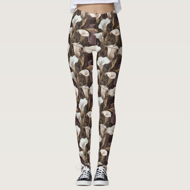 ivory Athletic Calla lilies Sparkle Moms Day Gifts Leggings (Vorderseite)