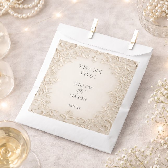Ivory Baroque Elegant Classic Wedding Geschenktütchen (Ivory Baroque Elegant Classic Wedding Favor Bag)