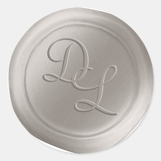 Ivory Beige 2 Letter Monogram Wax Siegel Stickers (Vorderseite)