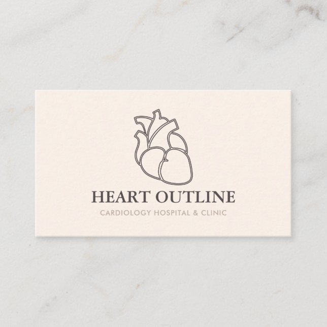 Ivory Beige Blush Cardiologin Doctor Heart Visitenkarte (Vorderseite)