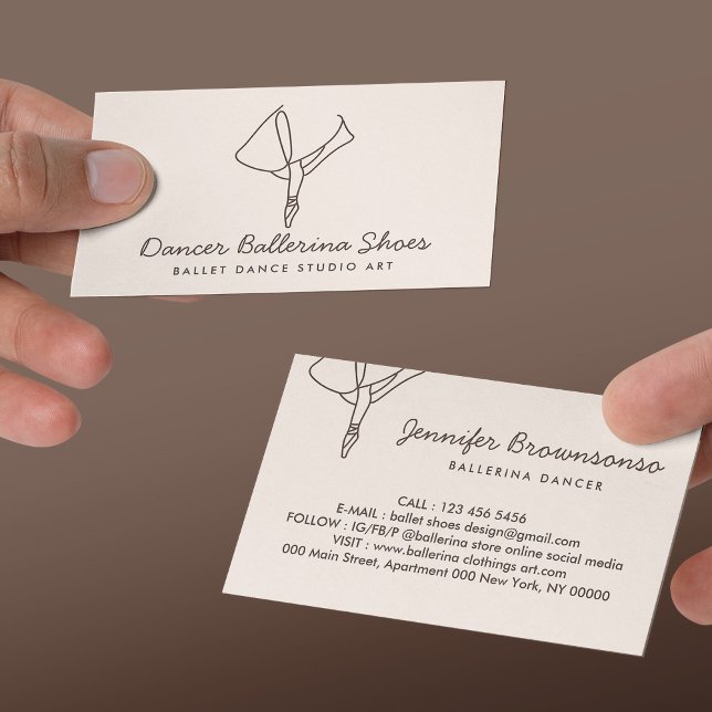 Ivory Beige Blush Dance School Ballet Visitenkarte (Ivory Beige Blush Dance School Ballet Business Card
)