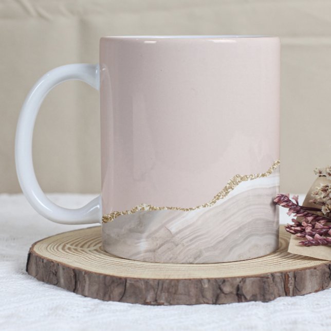 Ivory Beige Taupe Agate Gold Glitter Kaffeetasse (Von Creator hochgeladen)