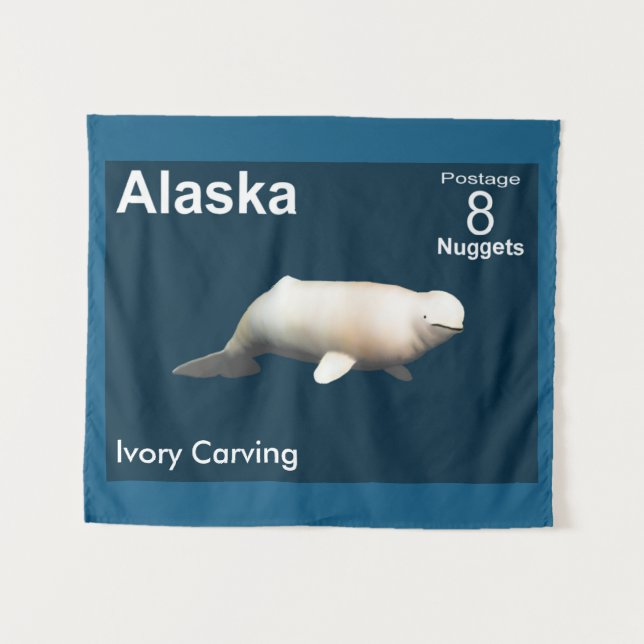 Ivory Beluga - Alaska Postage Wandteppich (Vorderseite (Horizontal))