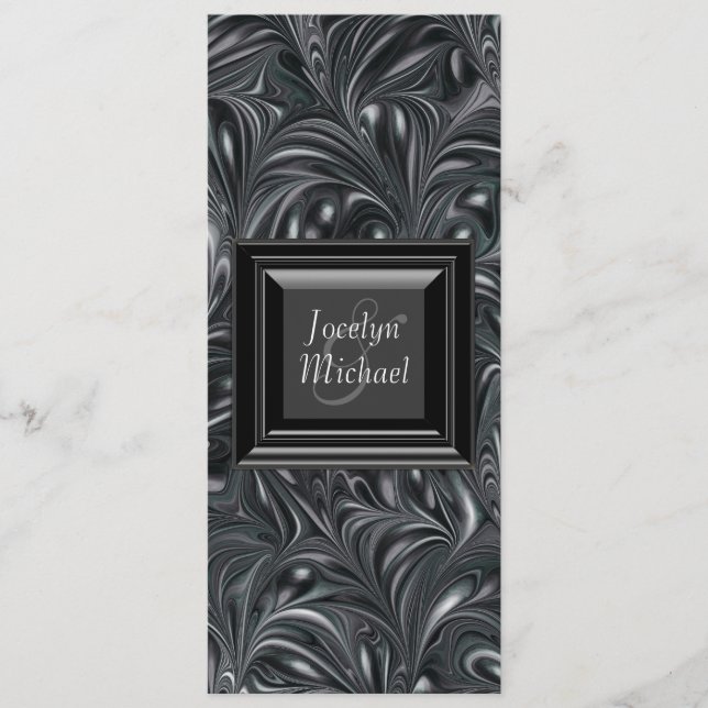 Ivory Black Blanc Marbré Programmes de mariage (Devant)