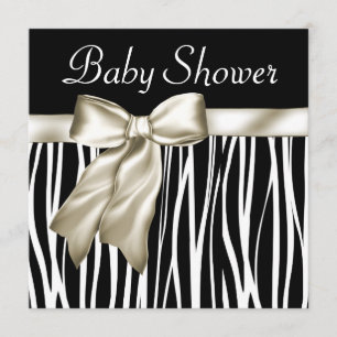 Ivory Black Zebra Baby Shower Invitations