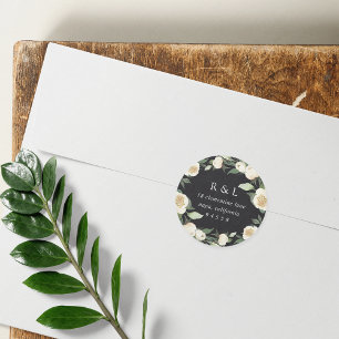 Ivory Bloom   Aquarellfarbene Rücksendeadresse Runder Aufkleber