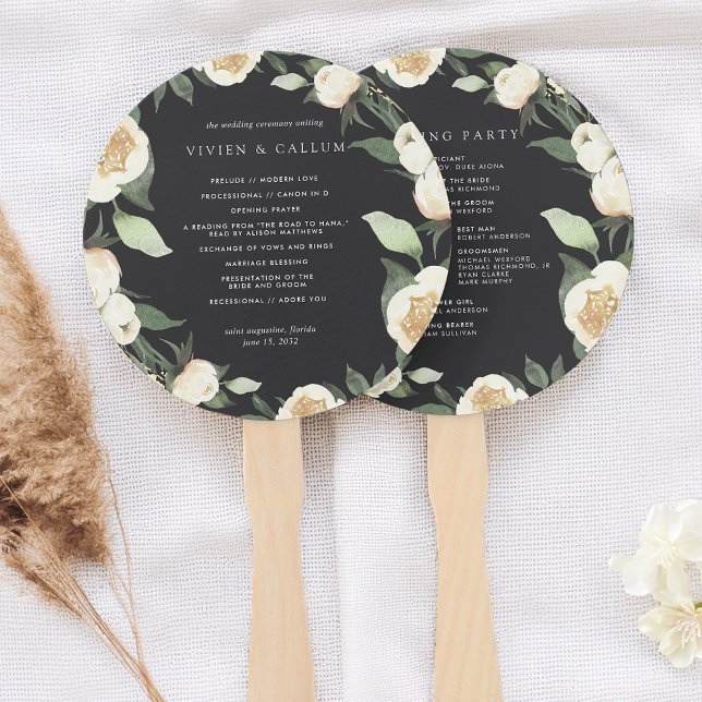 Ivory Bloom | Hochzeitsprogramm für Wasserfarben Fächer (Von Creator hochgeladen)