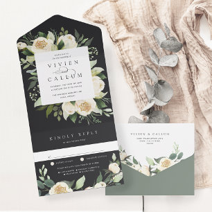 Ivory Bloom Hochzeitswasser für Wasserfarben All In One Einladung