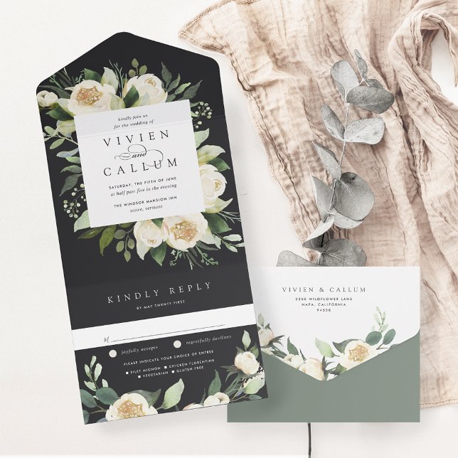 Ivory Bloom | Hochzeitswasser für Wasserfarben All In One Einladung (Von Creator hochgeladen)