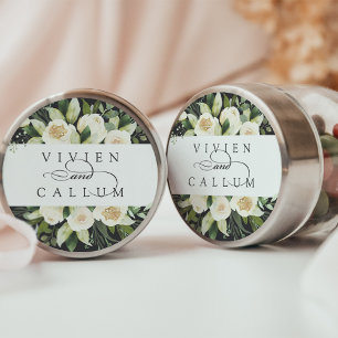 Ivory Bloom   Personalisierte Blumenhochzeit Runder Aufkleber