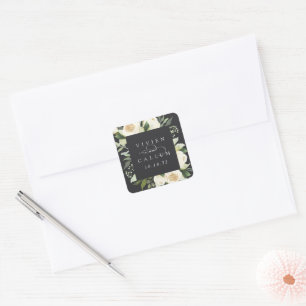 Ivory Bloom   Personalisierte Blumenzarge Quadratischer Aufkleber