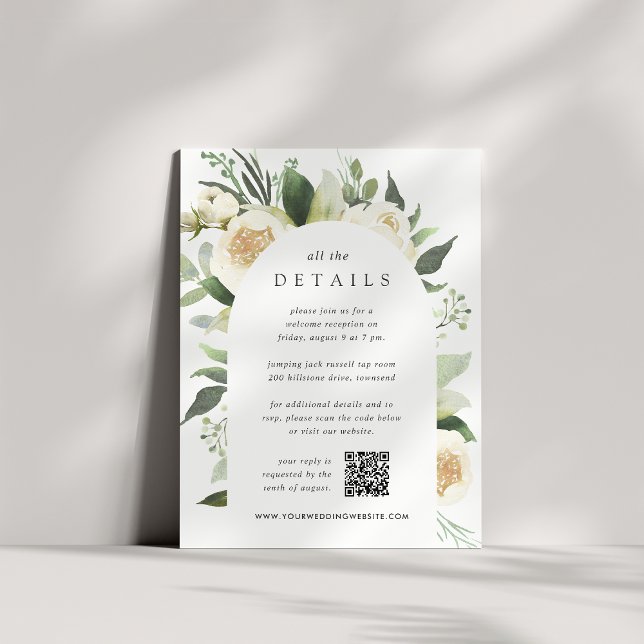 Ivory Bloom | Watercolor Floral Wedding Details Begleitkarte (Von Creator hochgeladen)