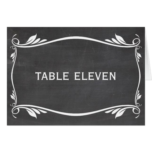 Ivory Blühe Chalkboard-Tischnummer-Karte (Vorderseite (Horizontal))