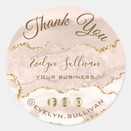 Ivory Blush Agate Vielen Dank Runder Aufkleber